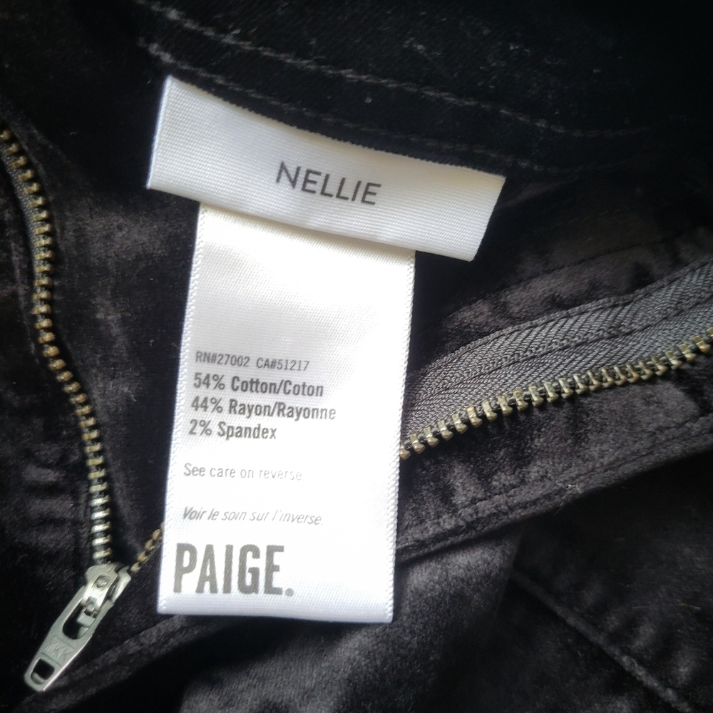 Paige // Women's Nellie Velvet Cropped Wide Leg Jeans // S28 / Black - Picture 7 of 7